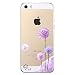 iPhone 5 Case, iPhone 5s Case, JAHOLAN Amusing Whimsical Designs Clear TPU Soft Case Rubber Silicone Skin Cover for iPhone 5/5S/SE - Purple Dandelion