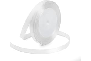 KMER LIFE 3/8 Inches x 25 Yards White Satin Ribbon Solid Fabric Ribbons for Crafts, Wedding Decor, DIY Hair Accessories, Sewing, Gift Package Wrapping, Valentine's Day Bouquet and More