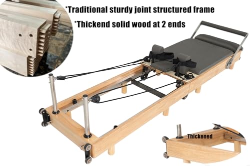 nexace Pilates Reformer Machine, Wood Foldable Pilates Machine Equipment for Home Workout