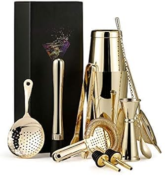 Amazon Co Jp カクテル作りセット バーテンダー用11個のバーツールキット 750mlステンレス鋼カクテルシェーカーキット キッチンとバーの カクテルミキシングメーカーセット ゴールド スポーツ アウトドア