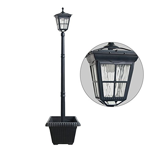 Kemeco Solar Post Light, ST4311AHP Dusk to Dawn Outdoor Bright Post Lamp with Planter for Lawn Yard Garden Patio Deck Walkway Landscape Decor (Lamp+Planter)