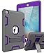 TOPSKY iPad Air 2 Case, iPad A1566/A1567 Kids Proof Case, Heavy Duty Shockproof Rugged Armor Defender Kickstand Protective Cover Case for iPad Air 2 Grey Purple