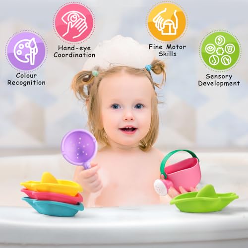 Fajiabao Baby Bath Toys for Kids Ages 1-3 Toddler Bath Toys Mold Free for 12+ Months Bathtub Beach Sand Pool Water Table Toys for 1 2 3 4 5 6 Years Old Boys Christmas Birthday Gifts (6 PCS)