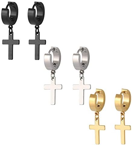 Szory 3 Pairs Stainless Steel Hoop Earrings