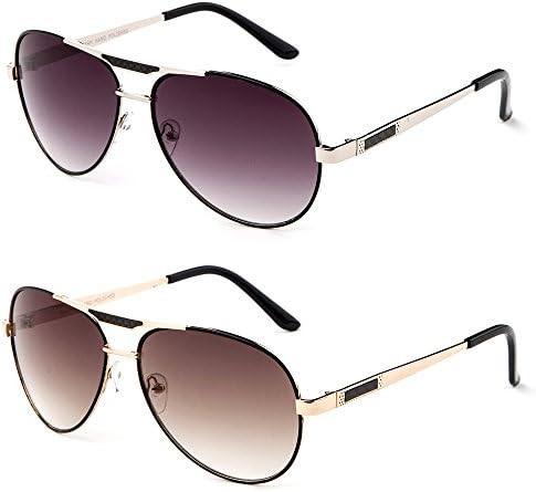 "Quattro" Thin Aviator Style Fashionista Metal Frame Flat Flash Lenses Sunglasses
