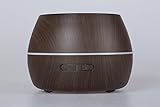 Ecooltronic 300ml Cool Mist Humidifier Ultrasonic Aroma Essential Oil Diffuser with 7 Color LED Lights Changing & 4 Timer Settings,Auto Shut-Off for Spa Baby - Wood Grain ¡­