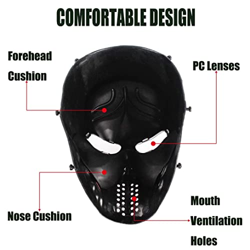 NINAT Airsoft Mask Full Face Skull Tactical Masks with Clearlens Eye
