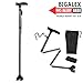 BigAlex Folding Walking Cane with LED Light,Pivoting Quad Base,Adjustable Walking Stick with Carrying Bag for Man/Woman (Alloy Base)