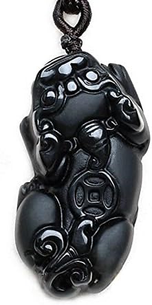 Pixiu Pendant - Amulet Happiness and Wealth - Natural obsidian O-14
