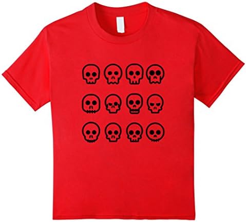 Kids Skulls Skeletons Cool T-shirt Boys Girls Surf Skate BMX Play 6 Red