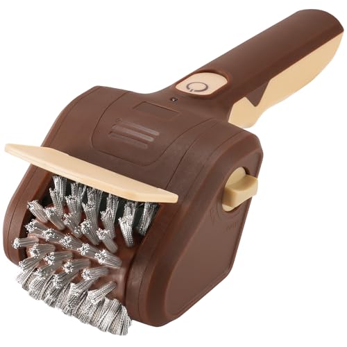 Lrly BBQ Grill Brush for Outdoor Grill, Cordless Electric Grill Cleaner with 700 RPM Stainless Steel Brush, Rechargeable Grill Cleaning Brush, Brown