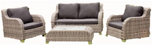Luxus Garten Lounge Set - Tisch - 2 Sessel - Sofa - inkl. Auflagen