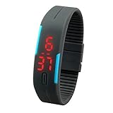 Men LED Sports Waterproof Wrist Watch,Tuscom@ New Ultra Thin Girl Sports Silicone Digital LED Wrist Watch (Gray)