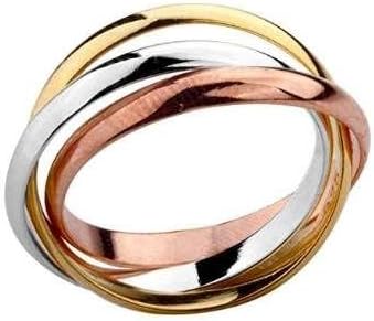 Silver Plated Gold & Bronze Size N 1/2 (UK) 7 (US) Triple Interwoven Ring