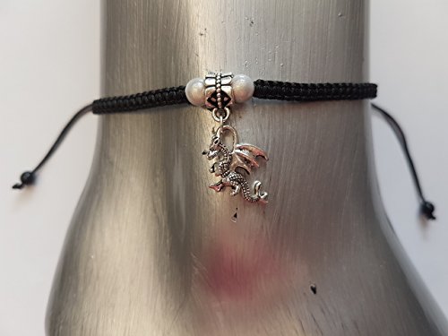 Dragon anklet - white beads