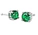 Sterling Silver Simulated Emerald Green 2.00 Carat Total Weight Round Cubic Zirconia Stud Earrings- May