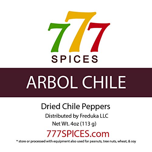 4oz Chile de Arbol. Dried Arbol Whole Chilies Red Peppers S17, Chili