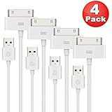 Antopos 4 Pack Certified 30 Pin to USB Sync and Charging Cable for iPhone 4/4s, iPhone 3G/3GS, iPad 1/2/3, iPod Touch 1/2/3/4 (6 Feet / 2 Meters)