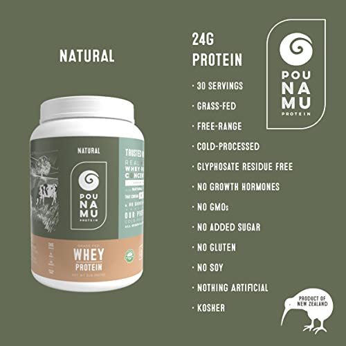 Pounamu Natural Whey Protein Concentrate Powder, 24g Protein, 2g Sugar