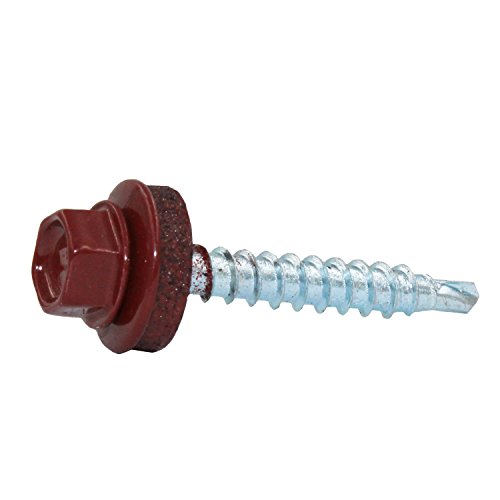 Bohrschrauben/Blechschrauben RAL 3009, Ø 4,8x20 mit 14mm Dichtscheibe, 200Stk
