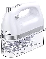 LILPARTNER Hand Mixer Electric, 400W Ultra Power Kitchen Mixer Handheld Mixer With 2x5 Speed (Turbo Boost & Automatic Speed) + Storage Box + 5 Stainless Steel Accessories Food Mixer for Cream, Cake
