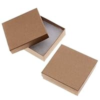 Beadaholique 16-Piece Kraft Square Cardboard Jewelry Boxes, 3.5 by 3.5 by 1-Inch, Brown