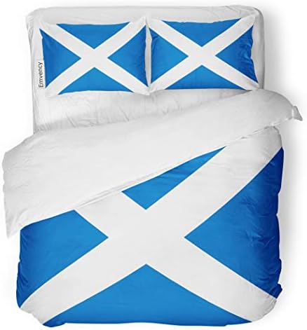 SanChic Duvet Cover Set Flag of Scotland Saint Andrew Cross Official Colors Decorative Bedding Set with Pillow Case Twin Size