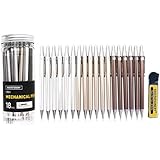 SKKSTATIONERY 18 Pcs Metal Mechanical Pencils, Lead 0.7mm, Color Gold-Silver-Coffee, Self Sharpening Automatic Drawing Drafting