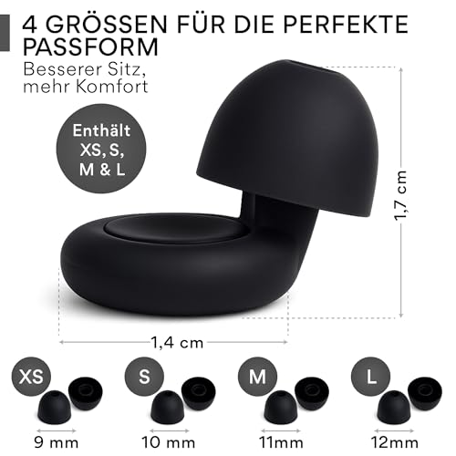 Senner Sleep Ear Plugs for Sleeping for Side Sleepers, Soft Silicone Ear Plugs to Reduce Snoring Noise and Noise, SNR 21dB, EN 352-2, 4 Sizes XS/S/M/L, Reusable, with Case