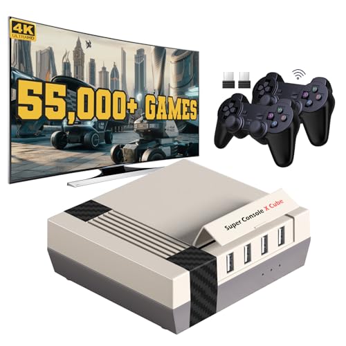 Photo 1 of Retro Video Game Console, Super Console X Cube Built-in 55,000+ Games, TV&Game Systems in 1, Game Consoles Support for 4K TV 1080P HD Output, 4 USB Port, LAN/WiFi, with 2 Wireless Controllers(128GB)