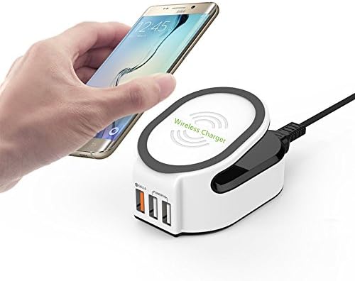 Wireless iPhone Charging Station Kit - 3in1 set For Qi-Enabled phones -  QC2.0 Port plus two USB Qi Ports - Single Wireless Charger for Qi Technology Supported Devices