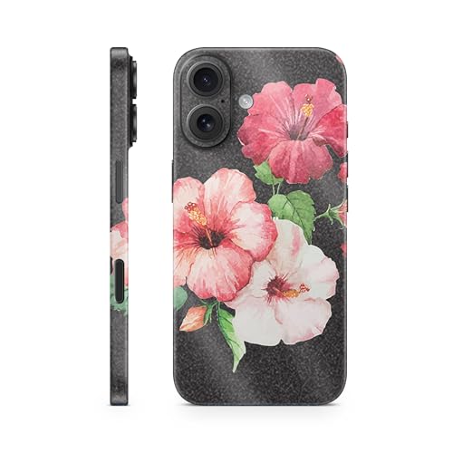 Glossy Glitter Phone Skin Compatible with Apple iPhone 16 - Hibiscus - Premium…