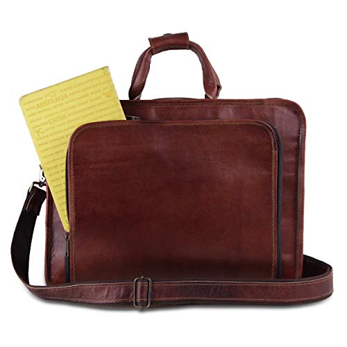 Handmade World Leather Messenger Bag 16 Inch Briefcase Messenger Bag