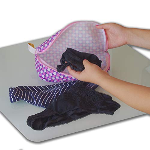 Queensell Large Bra Shell Wash Bag Set of 3 Premium Mesh Laundry Bags for Lingerie and Delicates - Washing Machine and Dryer - Multiple Colors Box