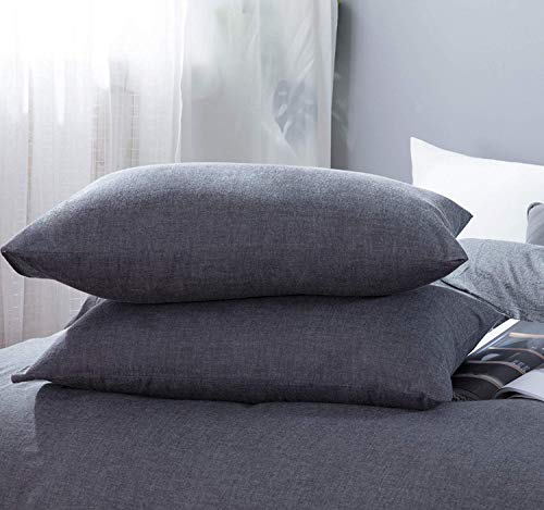 SORMAG Duvet Cover King Size 3 Piece, 100% Washed Cotton, Solid Color and Ultra Soft with Zipper Closure, Corner Ties, Simple Bedding Style, Gray