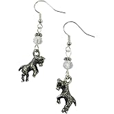 Ram Earrings with clear crystal faceted accent beads, on sterling silver earwires