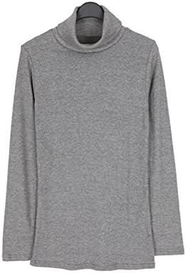 Bullang Women's Long Sleeve Slim Fit Shirt With Turtle-Neck In 4Color Korean (Charcoal)