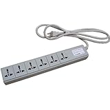 VCT USP600 - Universal Power Strip 6 Outlets 100V to 220V/250V and 3500 Watts Built-in Universal Surge Protector with Window Shutters and Circuit Breaker for Worldwide Use