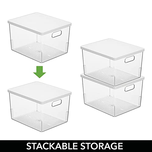 mDesign Large Plastic Stackable Bathroom Storage Bin Box with