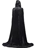 Unisex Crushed Velvet Hooded Christmas Cloak Full Length Costume Party Capes