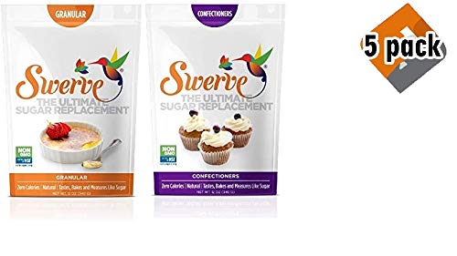 Swerve Sweetener, Bakers Bundle, 12Oz Granular and Confectioners pack of 2, 5 Pack