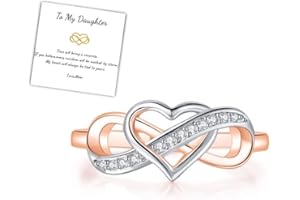 Mother & Daughter Forever Linked Together Ring, S925 Sterling Silver Zirconia Cross Winding Infinity Ring, Heart Shaped Mothe