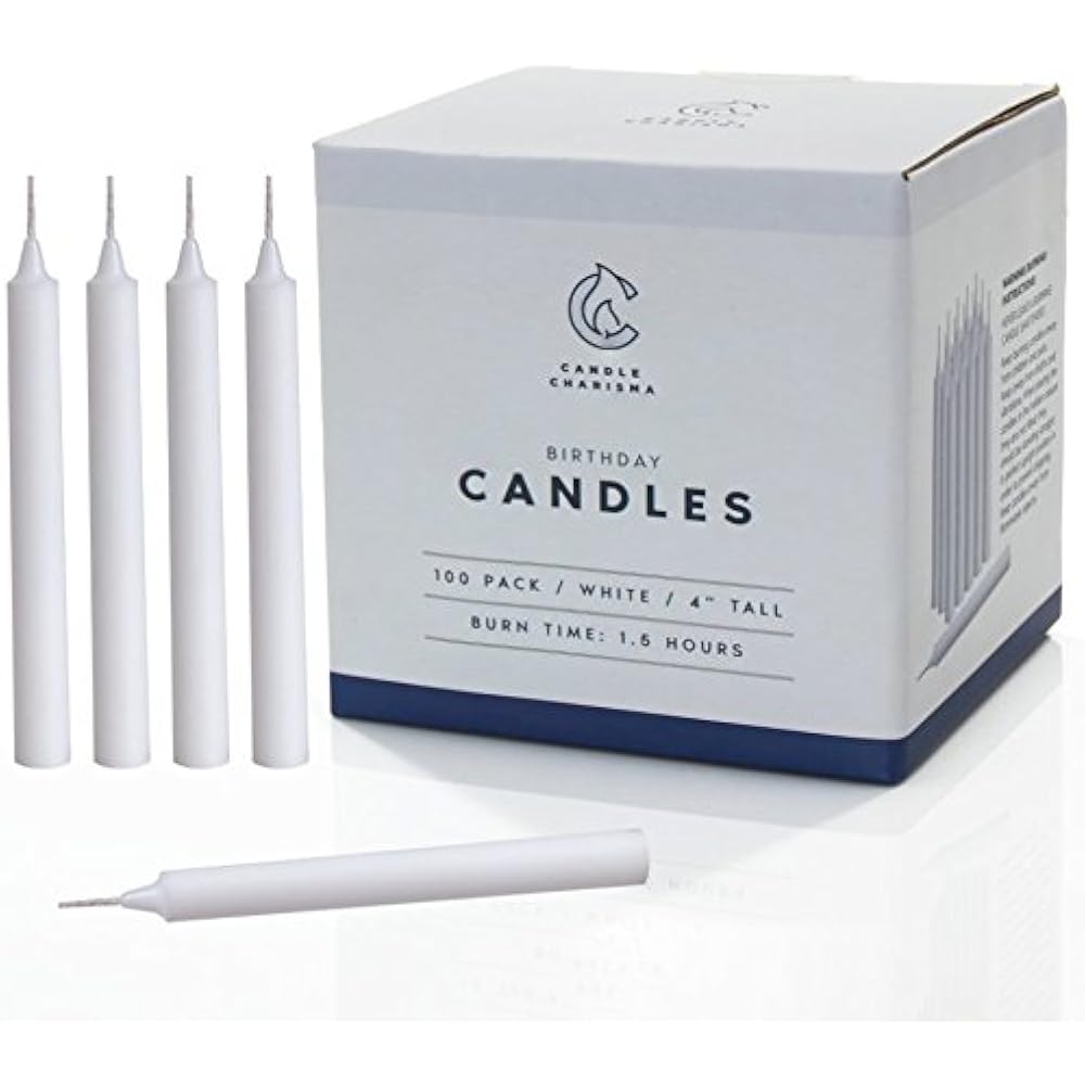 100 Taper Candles White Small Chime Mini 4 Inch Tall 7/16 Inch Wide