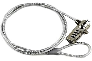 Detroit Packing Co. DPC Laptop Cable Lock & Security Cable for PC, Compatible with Kensington, Notebooks and Other Devices (Steel, Gray) 1.2m (~4 feet), Combination Lock