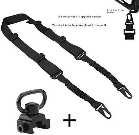 VINILO 2 Point Gun Sling with QD Sling Swivel Mount Adjustable Elastic Bungee Cord Tactical Rifle Shoulder Strap Two Point Military Army Heavy Duty Airsoft Nylon for Outdoor Sports,Hunting,Shooting