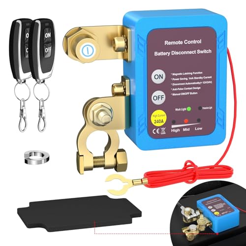 12V 240A Remote Battery Disconnect Switch, Kill Switch for Cars, Trucks, and RVs, Anti-Theft Car Kill Cut Off Switch, Prevents Battery Drain, Remote Battery Kill Switch