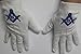 Masonic White Cotton Gloves With Blue & Black Color Machine Made Embroidered Square, Compass & G (X-L)