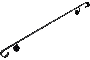 Migoda Wall Handrail Wrought Iron, Stair Handrail Safety Non-Slip and Rust Resistant, Wall Mount Handrail Fits 4-5 Steps for Indoor or Outdoor Stairs