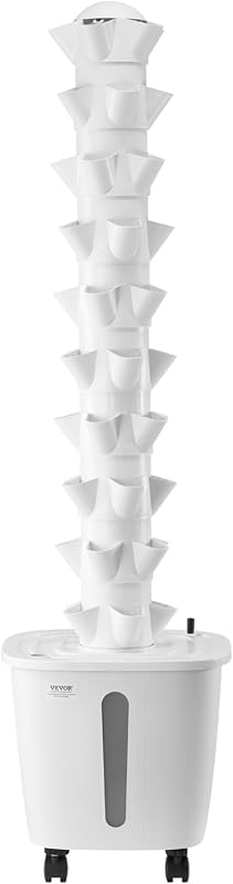 Sistema di Coltivazione Idroponica, 50 Baccelli Verticali a 10 Livelli, Torre Idroponica Mobile con Pompa dell'Acqua e Ruote, Germinazione Interno, per Erbe Aromatiche Frutta Verdura