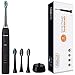 Mornwell D01B Rechargeable Electric Toothbrush with 2 Mins Timer, 4 Brushing Modes for Sensitive Teeth Cleaning and Gum Irrigator, Two Weeks Working, Black